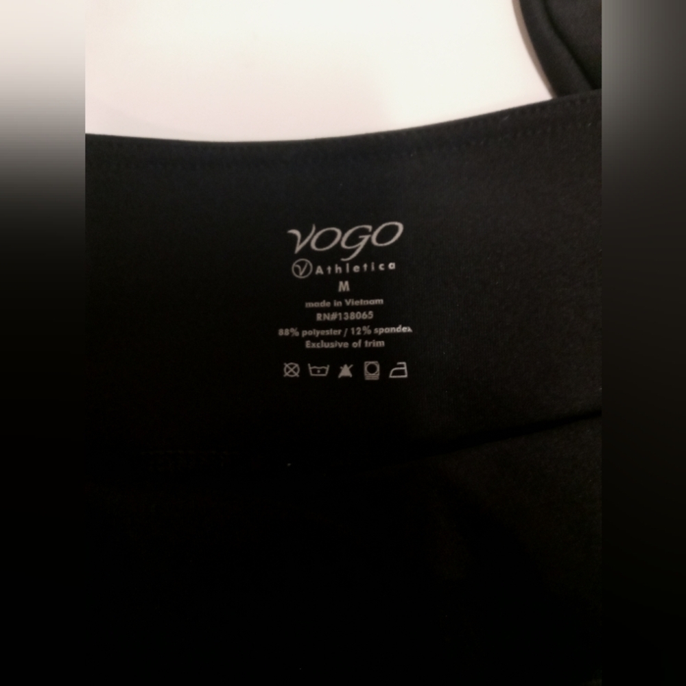 VOGO Athletica Women's Leggings - Black with Pink Accents Size M 2 Pockets - Picture 3 of 6